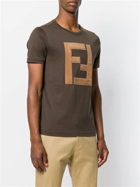 fendi logo shirt mens ff|fendi logo print t shirt.